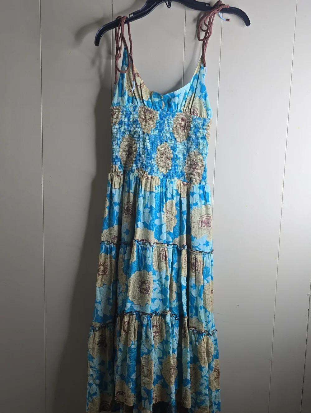 Free People Adriel Tie Strap Tiered Midi Dress Size Small